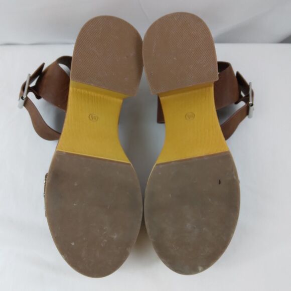 MIA Nira Open Toe Platform Sandal Brown Faux Wood Heel Boho Y2K Womens Size 8.5 - Picture 9 of 10